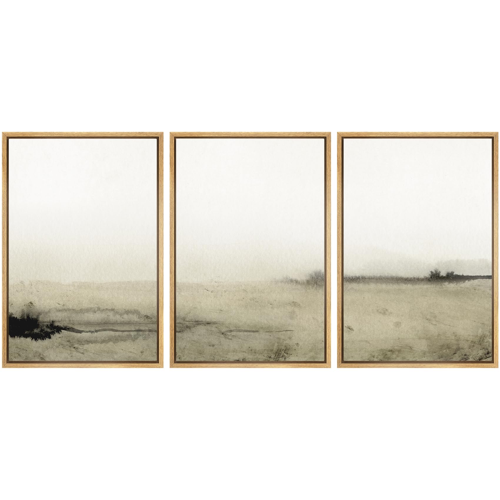 SIGNWIN Framed Canvas Print Wall Art Set Coastal Serenity Abstract Seaside Illustrations Modern Art Decorative Rustic Calm/Zen for Living Room, Bedroom, Office - 24"x36"x3 Natural — view 126