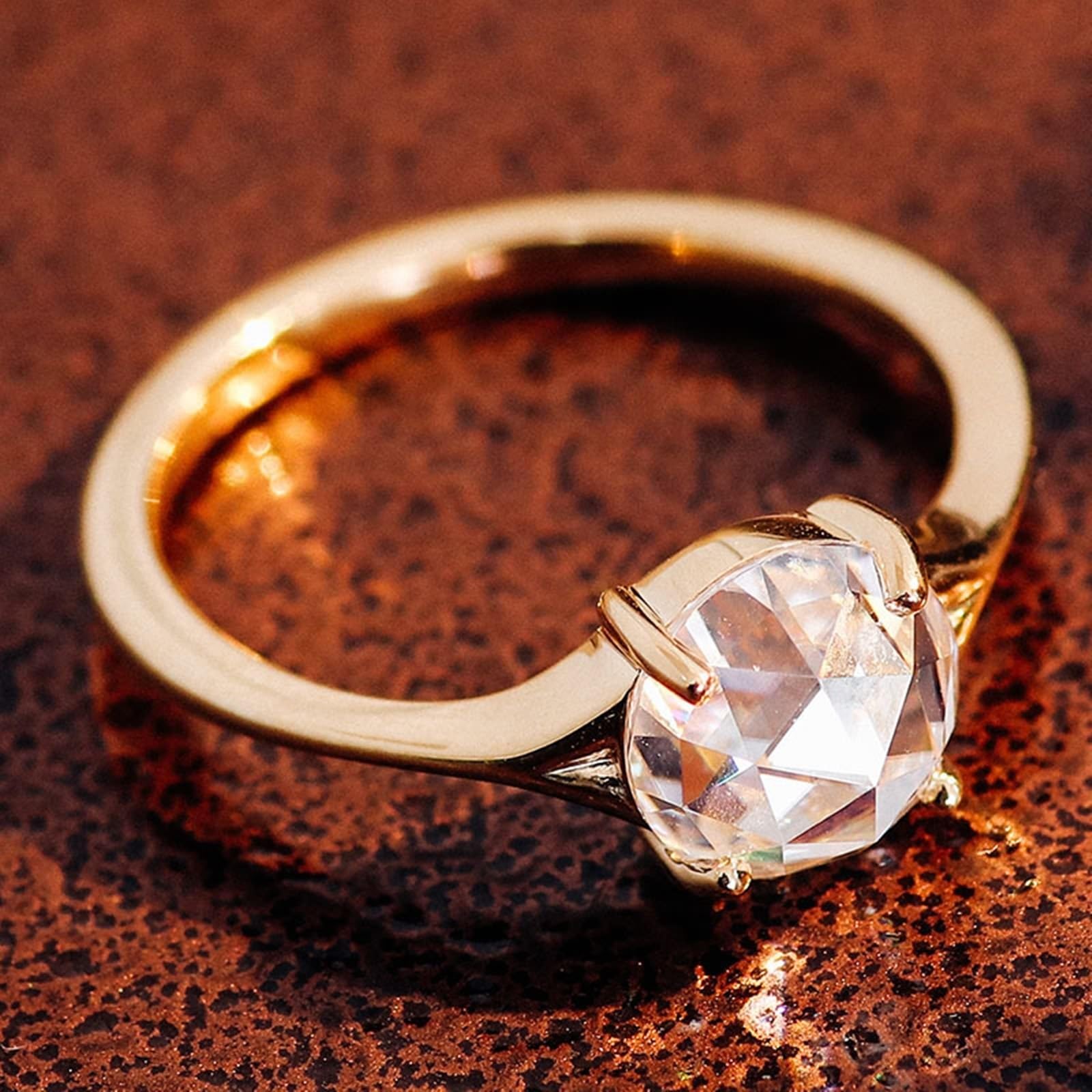KnSam Eheringe Gelbgold Au375/ 585/750, Solitär Bandringe mit 1/2/3ct Moissanit, 9K/14K/18K Gold Hochzeitsband Echt Goldschmuck, Gr.47-62