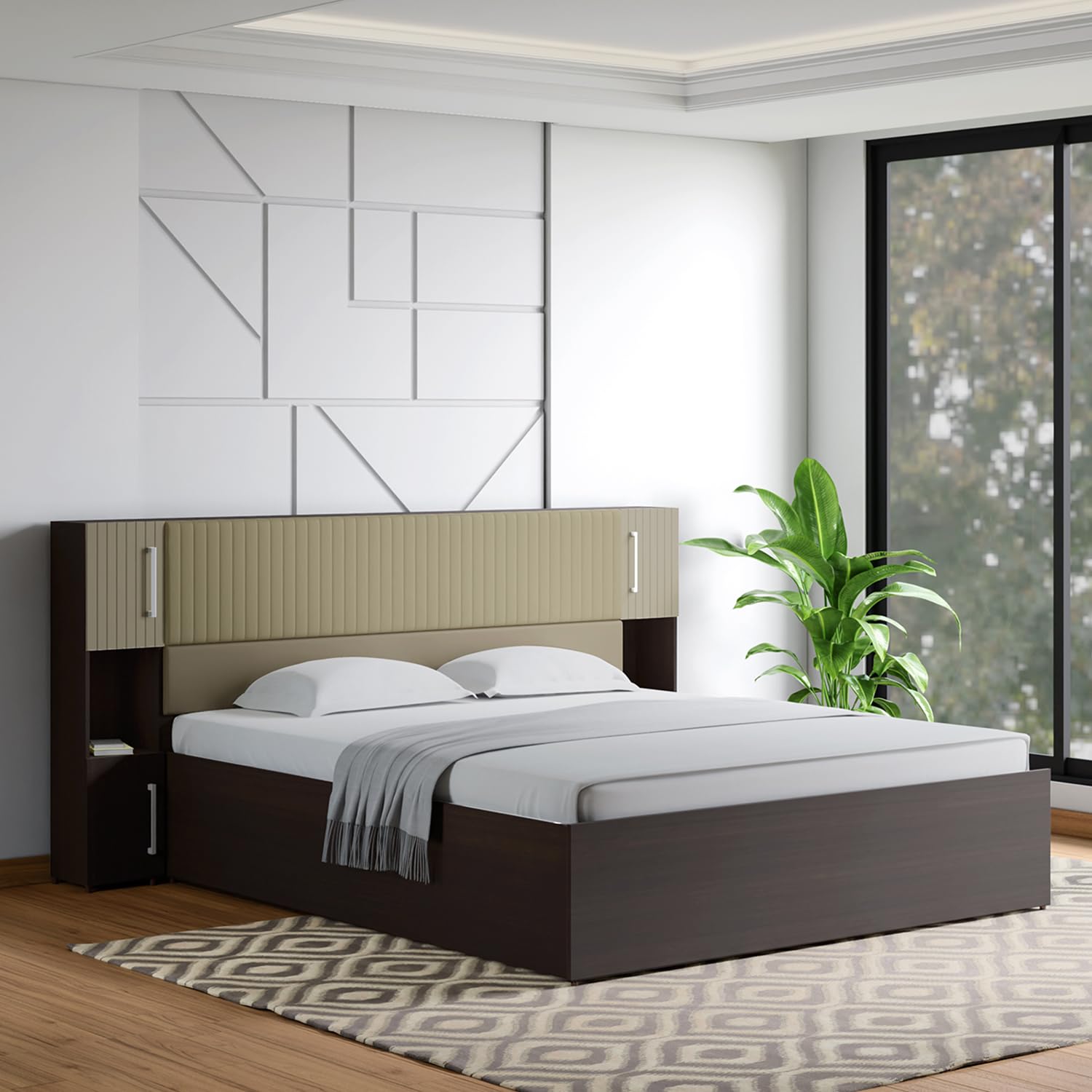 GODREJ INTERIO Marcel Morf King Size Engineered Wood Bed with Box ...
