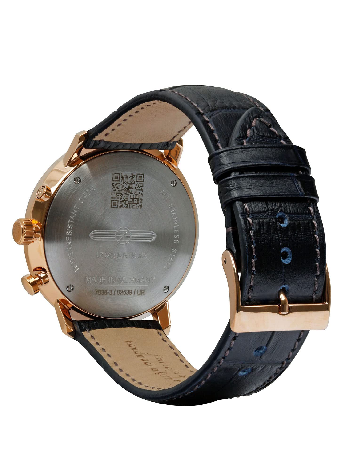 Zeppelin Unisex Chronograph Quarz Uhr mit Leder Armband 7038-3