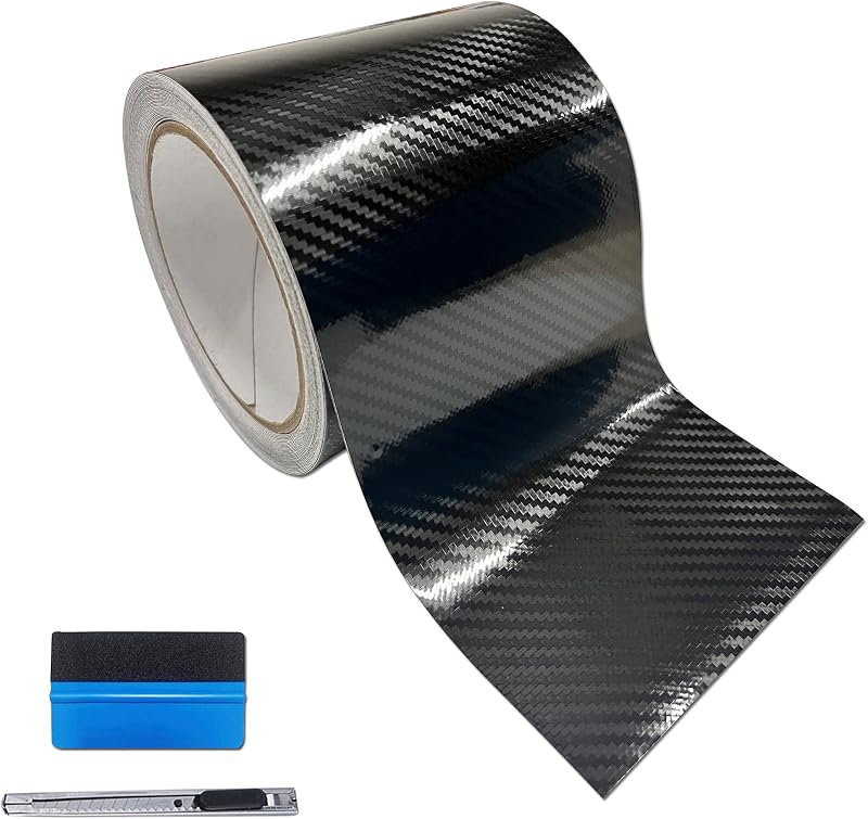 Película adesiva para moldura de janela e porta LZLRUN em fibra de carbono 5D – 10,16 cm x 9,14 m