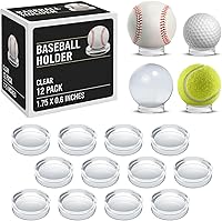 Houseables Clear Acrylic Ball Display Rings, 12 Pack - Baseball, Golf, Softball Holder Stand for Spheres, Marbles, Crystals, 1.75"