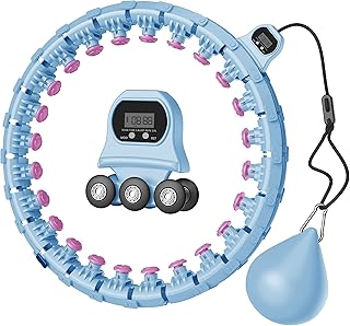 UNTIOL Weighted Smart Hoop Fit for Adults Weight Loss,24 Detachable Knots with Counter,2 in 1 Adjustable Ball Fitness Mass...
