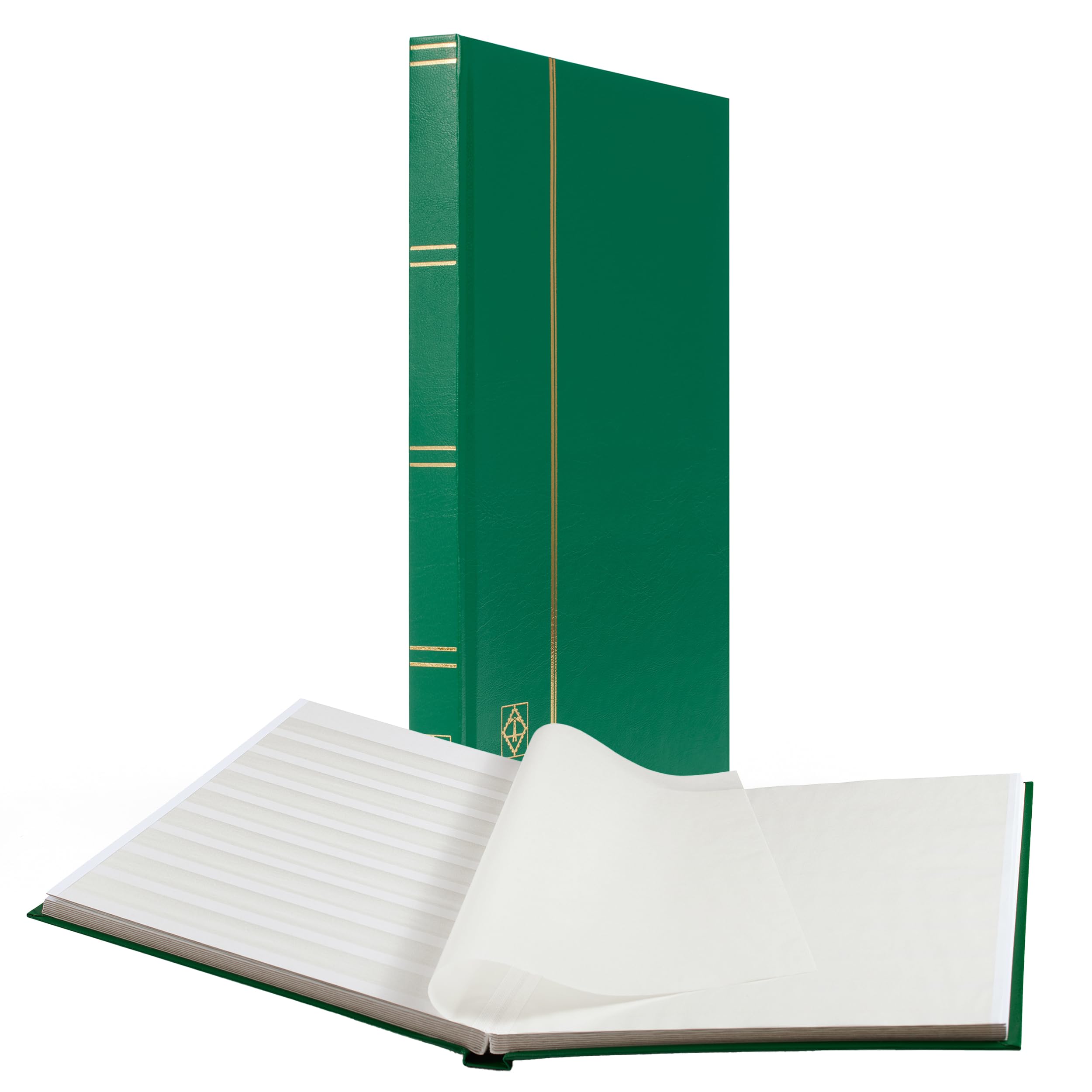 Leuchtturm 333321 Stamp Collecting Album - Basic Insert Book - 32 white DIN A4 pages - unpadded, green cover