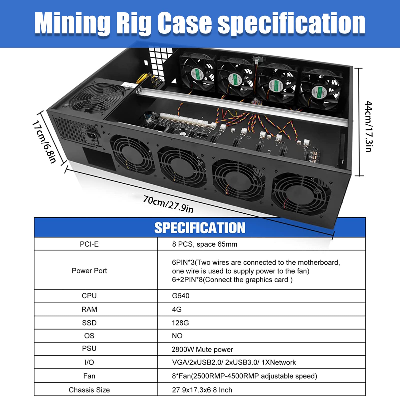 Amazon.co.jp: 8 GPU マイニングリグ イーサリアム 暗号マイナーマイニングマシンシステムケース 4U 2000-3000W電源 &  冷却ファン8個付き ETHW/ETCマイナーフレーム マザーボード/CPU/Windowsシステム付き (GPUなし) : パソコン・周辺機器