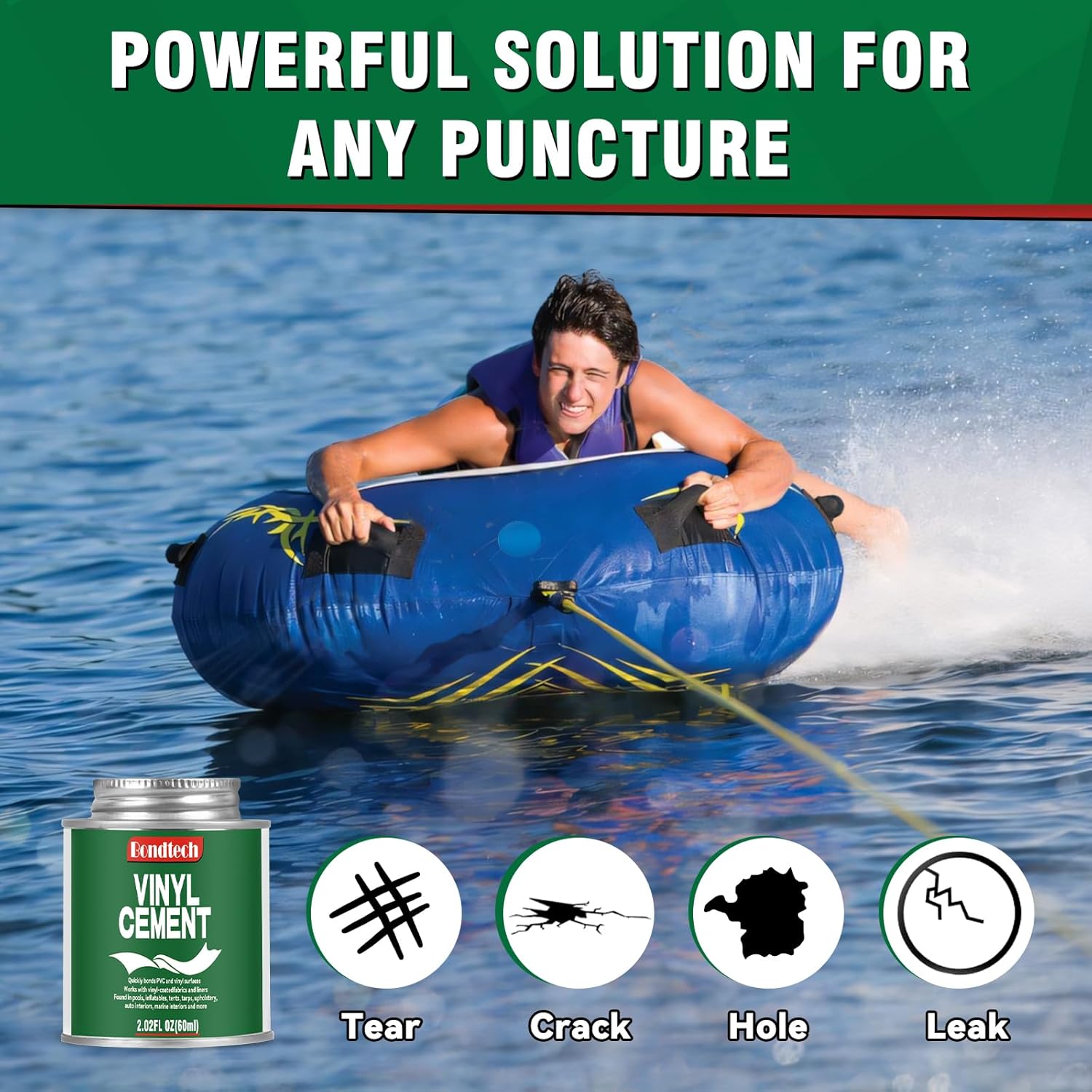 Vinyl Cement, Vinyl Glue Ultra Strong, Waterproof PVC Cement, Pool Liner Patch Kit, Flexible Bond for Inflatables, PVC, Pool Liners, Tarps, Hot Tubs, Air Mattresses (2.02 OZ)