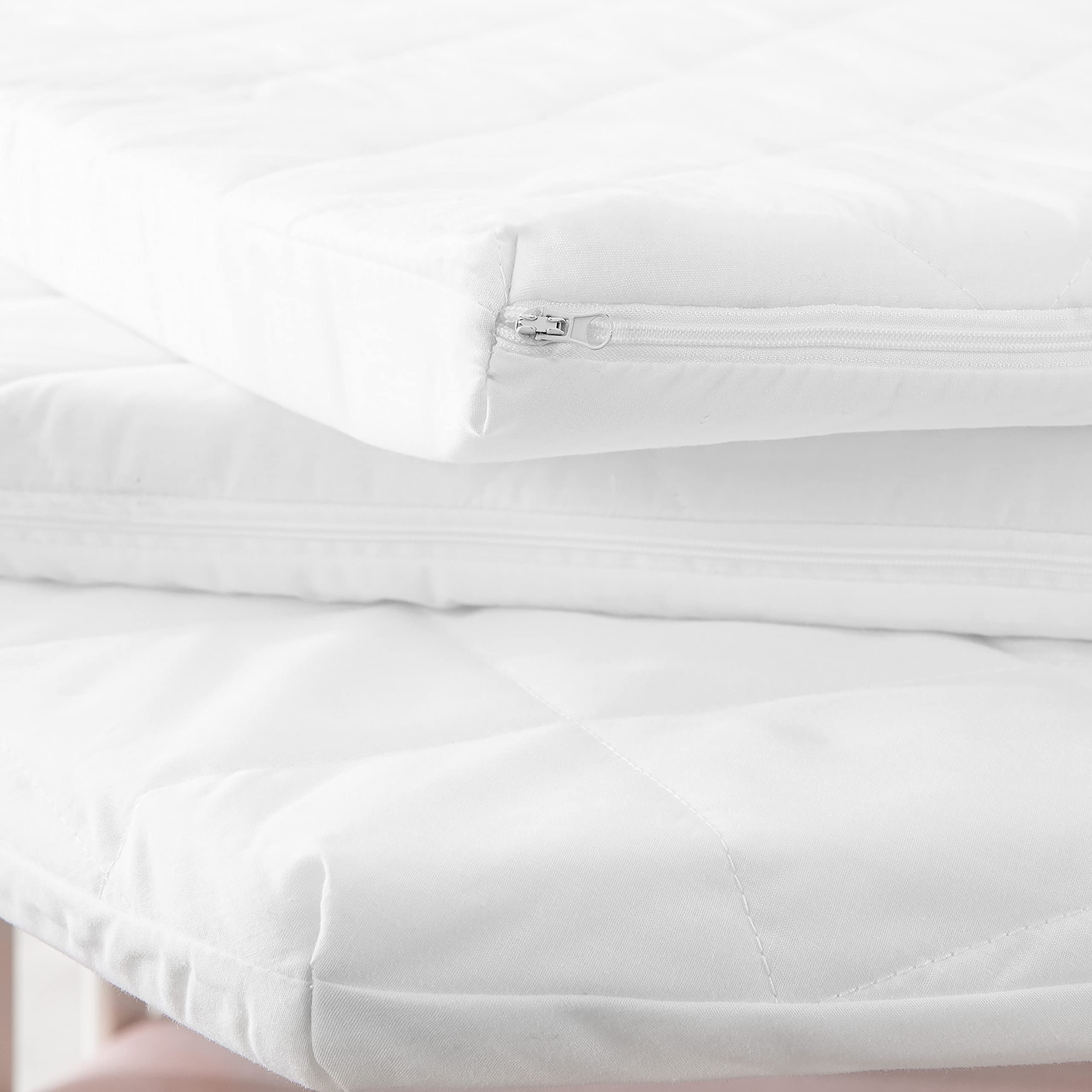 roba Matelas pour Parc Bébé Rectangulaire 75 x 100 cm - Noyau en Mousse PU Respirante - Housse Matelassée et Amovible avec Fermeture Éclair - Blanc