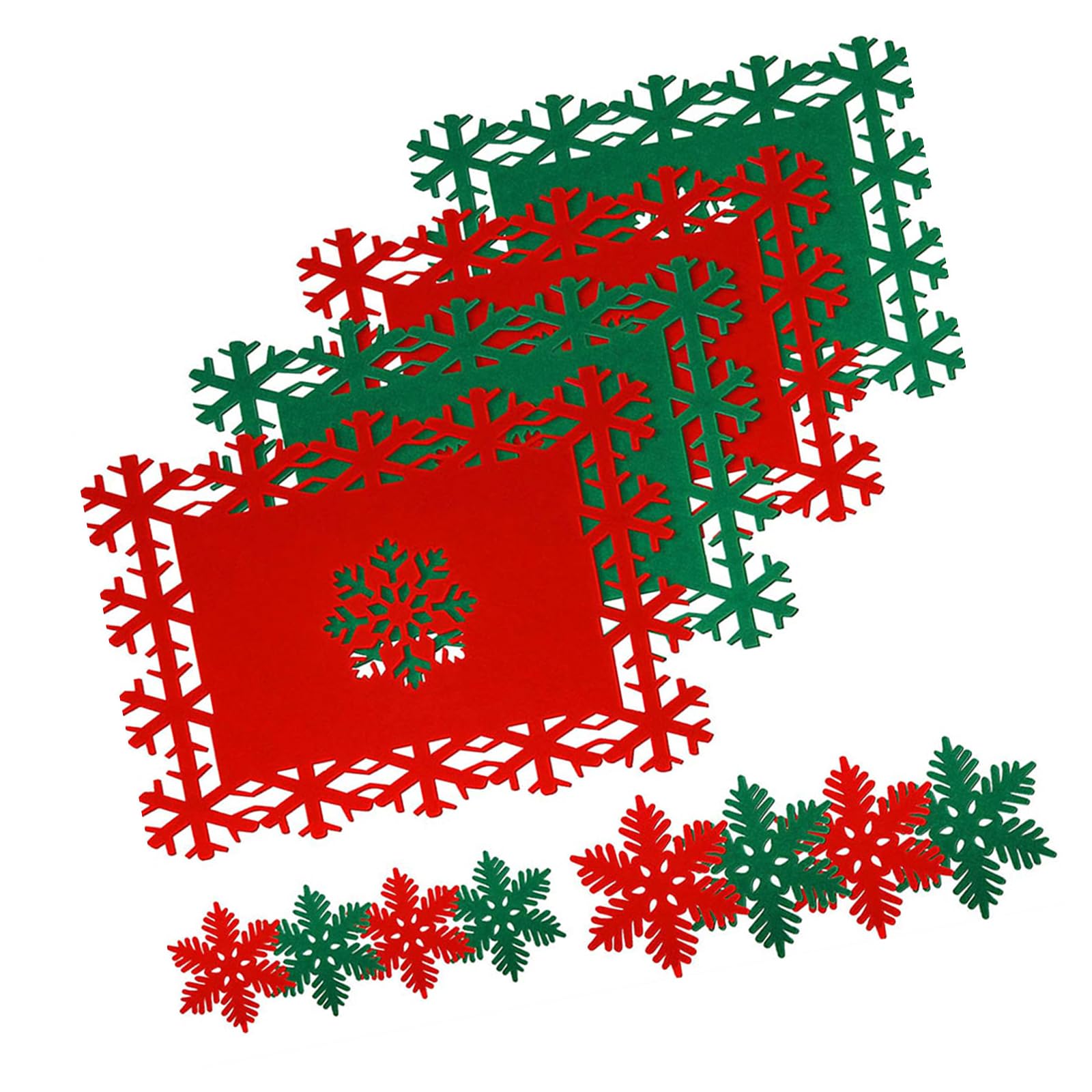 12Pcs Festival Felt Table Mats Placemats for Christmas Dining Elegant Snowflake Shaped Tableware Mats Christmas Placemats