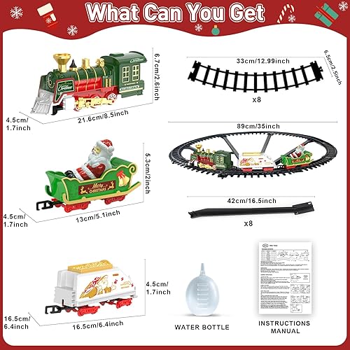 Miniatura 9 de Juego de tren de Navidad Juguetes de tren colgante con luz ahumada y sonido para niños y niñas, juego de tren alrededor debajo del árbol de Navidad