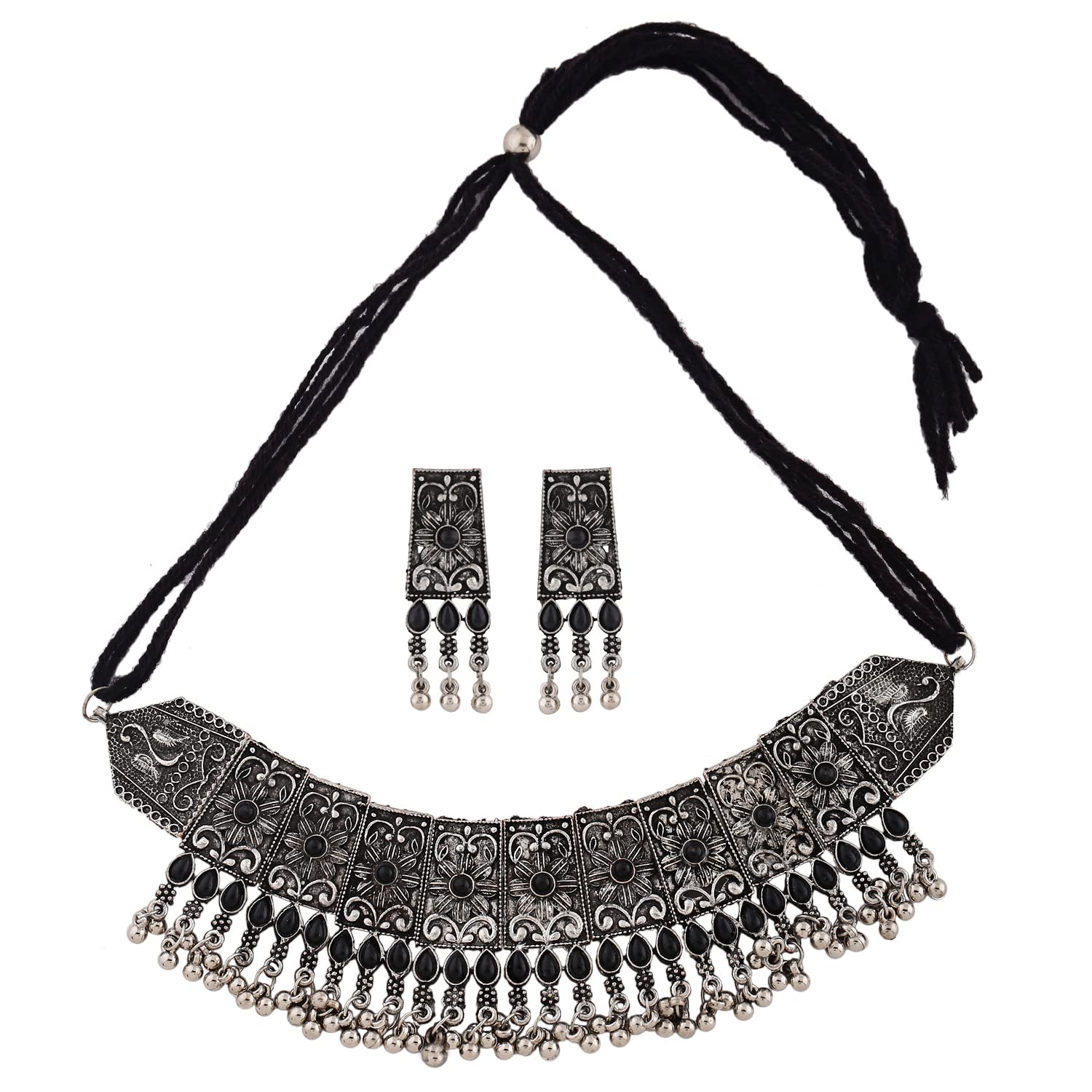 Shining Diva Fashion Latest Stylish Traditional Oxidised Silver Necklace Jewellery Set for Women (13167s) (B0B15HLDN6) Amazon Price History, Amazon Price Tracker