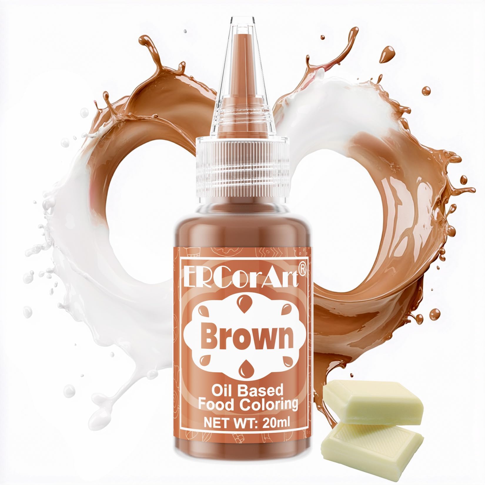Oil Based Food Coloring for Chocolate - 0.7 Fl.Oz Melting Chocolate Oil Food Coloring, Concentrated Oil Based Food Dye for Cake Decorating, Baking, Candy Melts, Strawberry, Forsting, Icing (Brown)