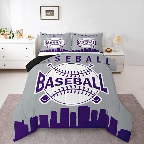 Erosebridal Baseball City Queen Size Bedding Set, Baseball Boys Comforter Set Sp