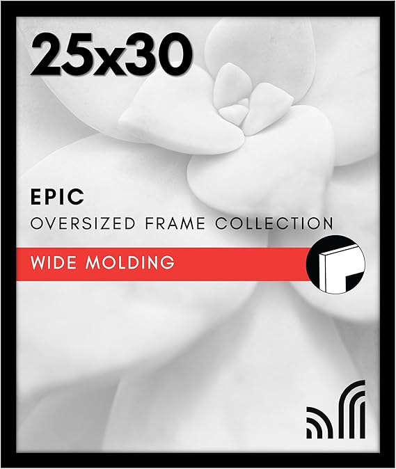 Americanflat 25x30 Picture Frame with Polished Plexiglass - Black Picture Frame - Wide Photo Frames Made of Engineered Wood for Vertical or Horizontal Wall Display - Epic Collection - Black