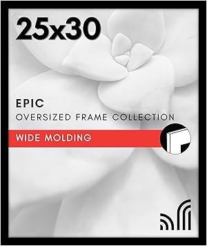 Americanflat 25x30 Picture Frame with Polished Plexiglass - Black Picture Frame - Wide Photo Frames Made of Engineered Wood for Vertical or Horizontal Wall Display - Epic Collection - Black