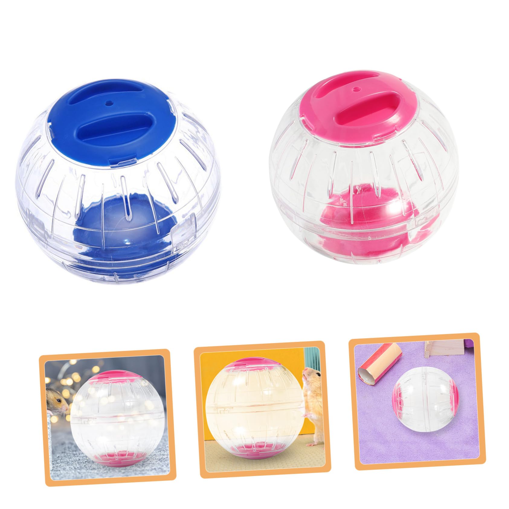 BESTonZON 4piezas Pelota para Correr para Mascotas Transparente Juguete De Ejercicio para Hámster Rueda De Juguete para Roedores para Jaulas De Mascotas Pequeñas