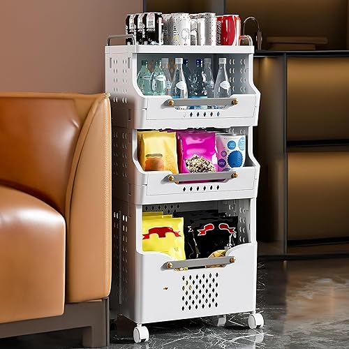 Miniatura 2 de Cesta de lavandería con ruedas, cesta de lavandería plegable, soporte para cesta de lavandería apilable, cesta de lavandería rodante, cesta de ropa