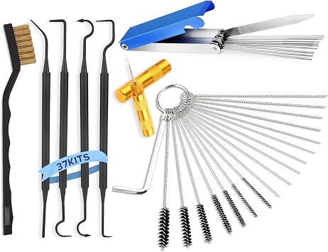 Valchoose Premium Torch Tip Cleaner, Stainless Steel Carburetor Cleaning Kit, Upgraded Single Brush + 4 Hooks, Density Nylon for Motorcycle Jet Lawnmower Small Engine Welding Stove Airbrush Spray Gun