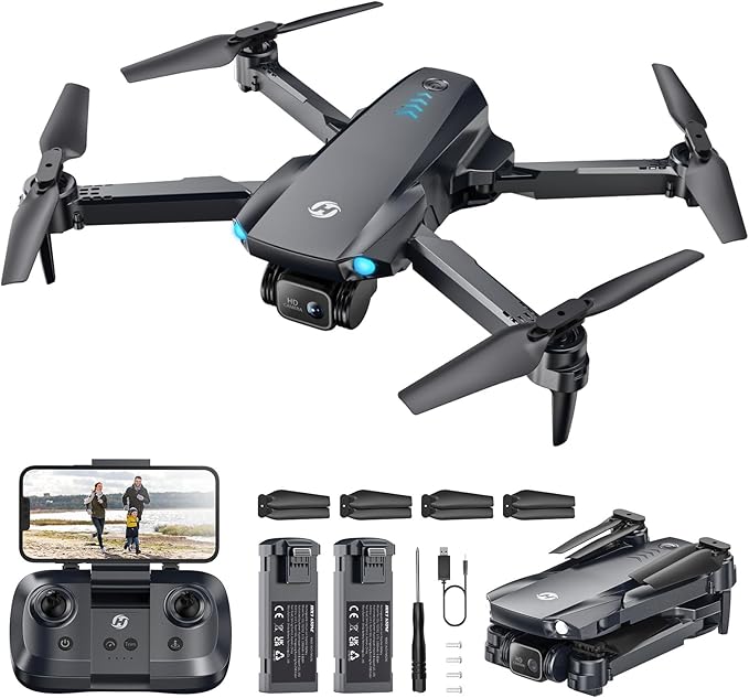 Dron plegable Holy Stone HS290 con cámara FPV HD de 1080P, cuadricóptero RC con flujo óptico, control por aplicación, 3 velocidades, 2 baterías modulares, regalo de juguete cristiano para niños, C0