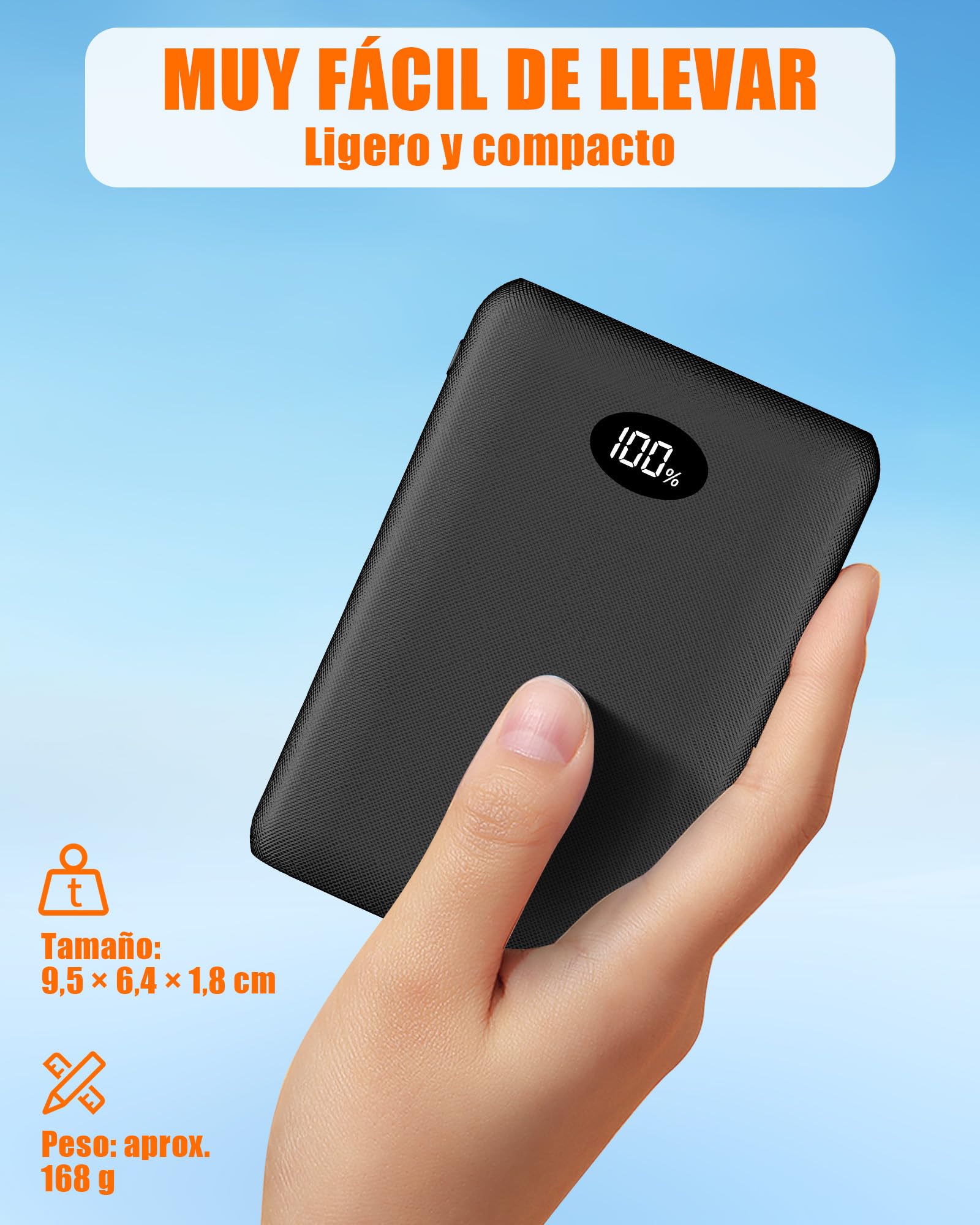 Batterie 7,4 V 2 A 10 000 mAh pour gilet chauffant, veste, manteau, pantalon et sous-vêtements thermiques - Power Bank de rechange pour vêtements chauffants