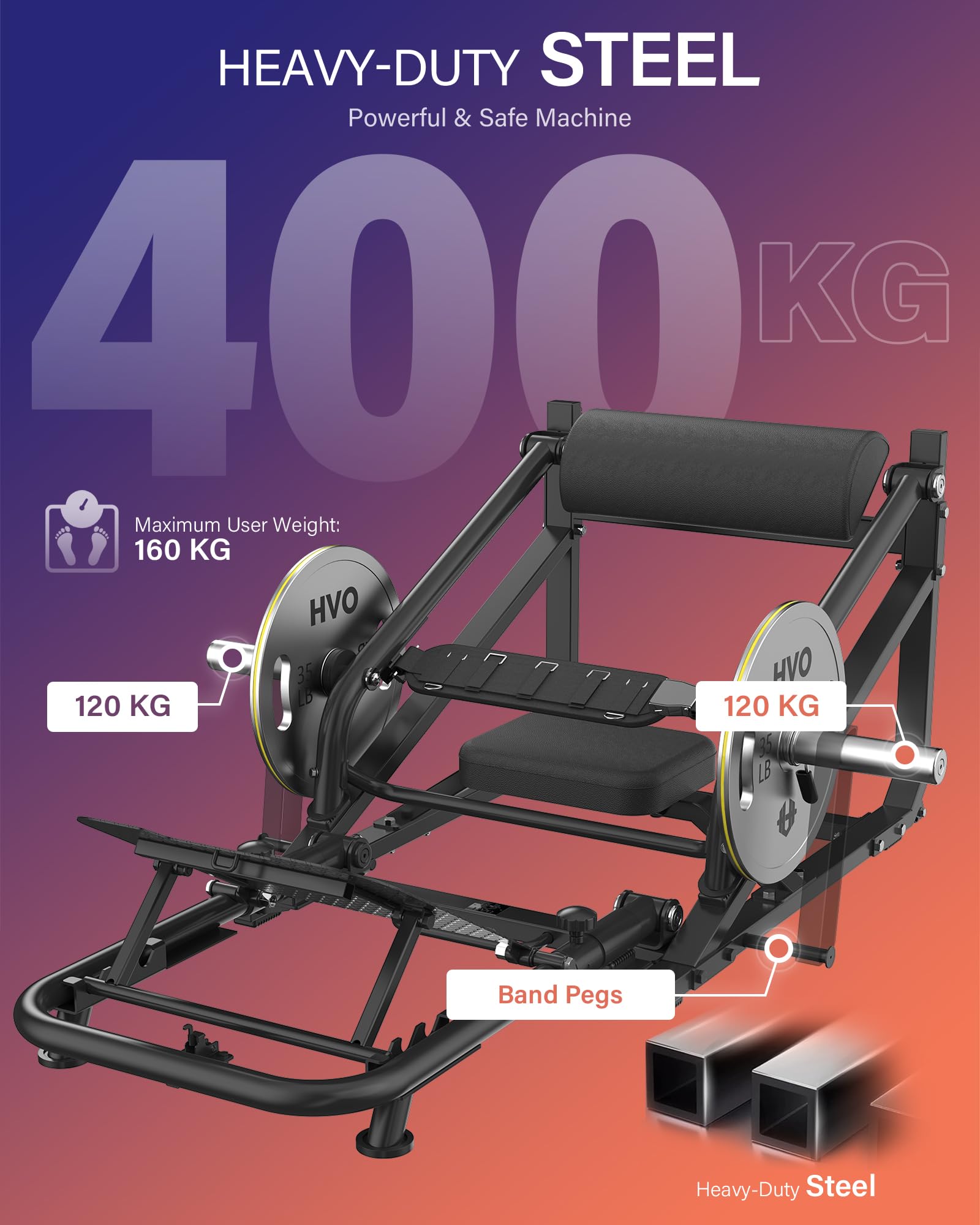 HVO Hip Thrust Gerät Glute Bridge Maschine für Zuhause Männer Frauen | 25/50 mm Langhantelscheiben Geeignet, Verstellbare Fußstütze, Verstellbarer Gürtel,Klappbar & Platzsparend,Mobil mit Rollen