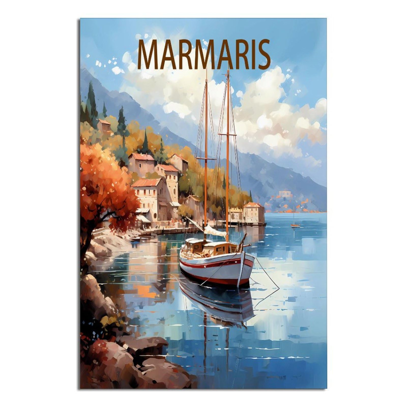HYBFQXELL Marmaris Turkey Coast Vintage Travel Poster Landscape 08x12inch(20x30cm) Canvas Art Posters And Wall Art Pictures Prints Modern Family Bedroom Decor Posters