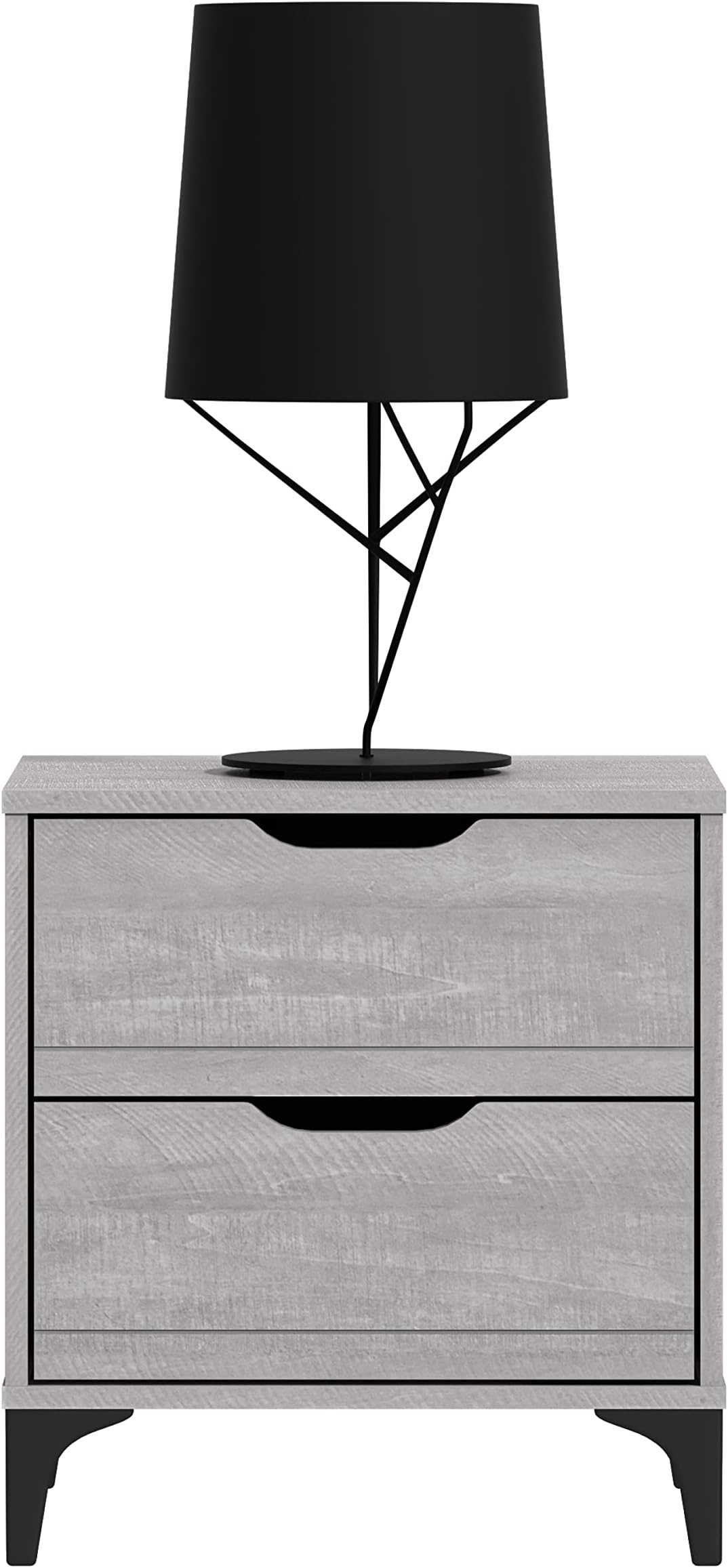 Galano Lilay 2-Drawer Nightstand – Bedside Table or End Table for Bedroom and Living Room – Compact Sofa Side Table with Storage Drawers – 18.9" W x 15.7" D x 20.3" H - Dusty Grey Oak