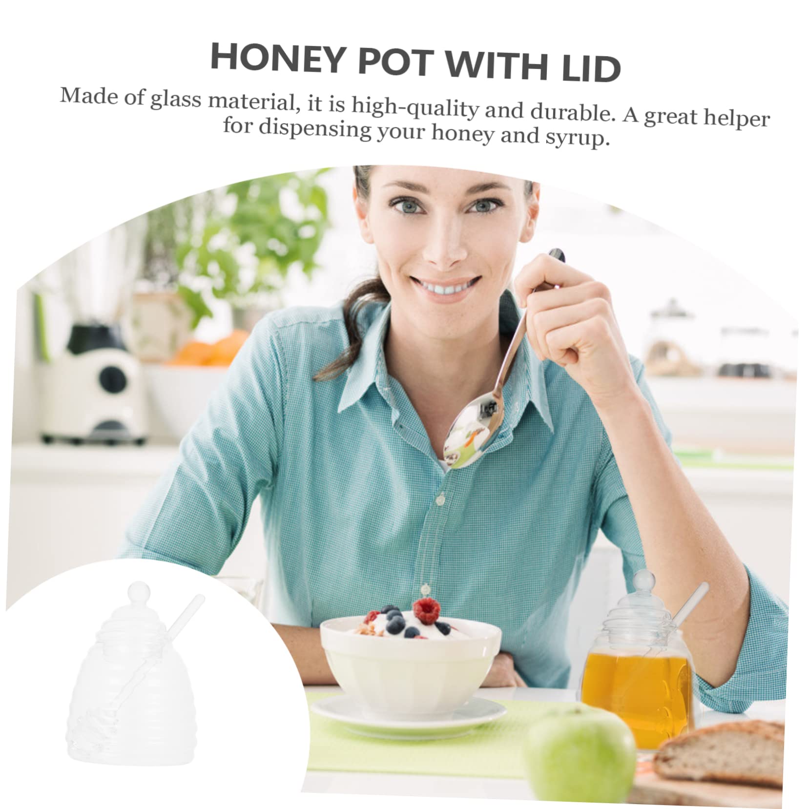 OFFSCH 1 Set Glass with Lid Kitchen Honey Canister with Stirring Rod Stylish Food Storage Container and Decorative Kitchen Gadget