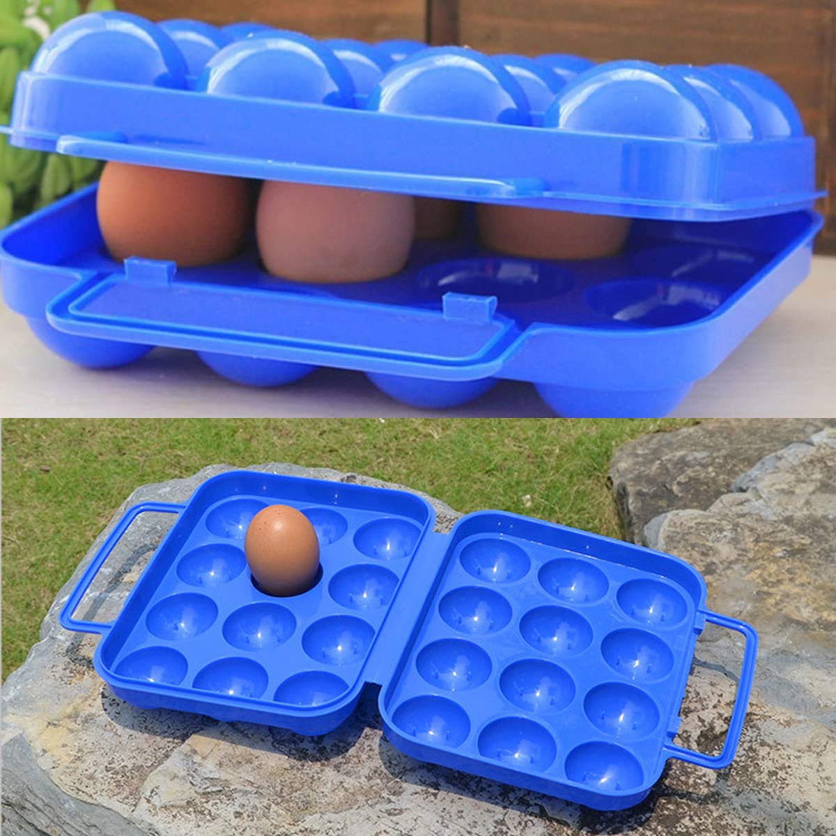 Jamor Eierbox Mit 12 Fächern - Aus Lebensmittelechtem PC, BPA-frei, Stoßfest, Klappbar, Mit Tragegriff (ca. 19 X 18 Cm)