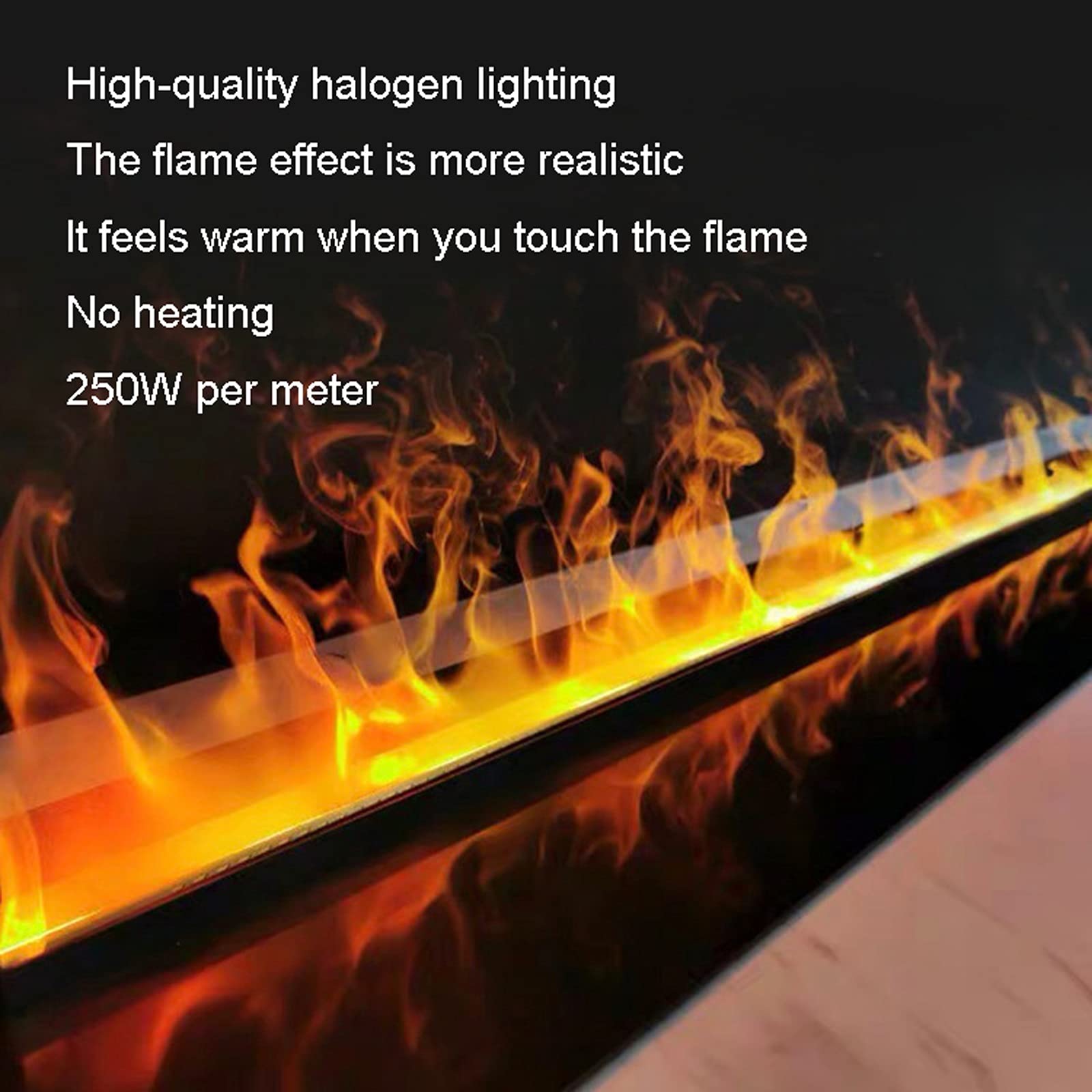 Caminetto Elettrico 39 pollici da incasso ad incasso Effetti a fiamma 3D, fiamma regolabile e sistema di protezione della sicurezza del sistema di protezione decorativo Telecomando e pulsante Dual ope