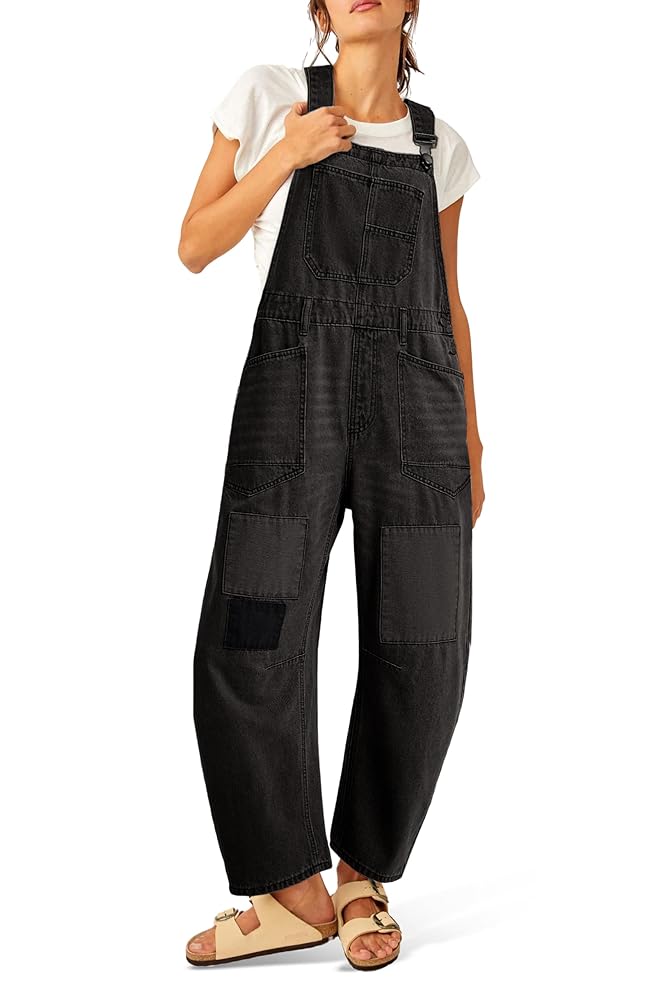 Amazon.com: Tankaneo Womens Baggy Denim Overalls Patchwork