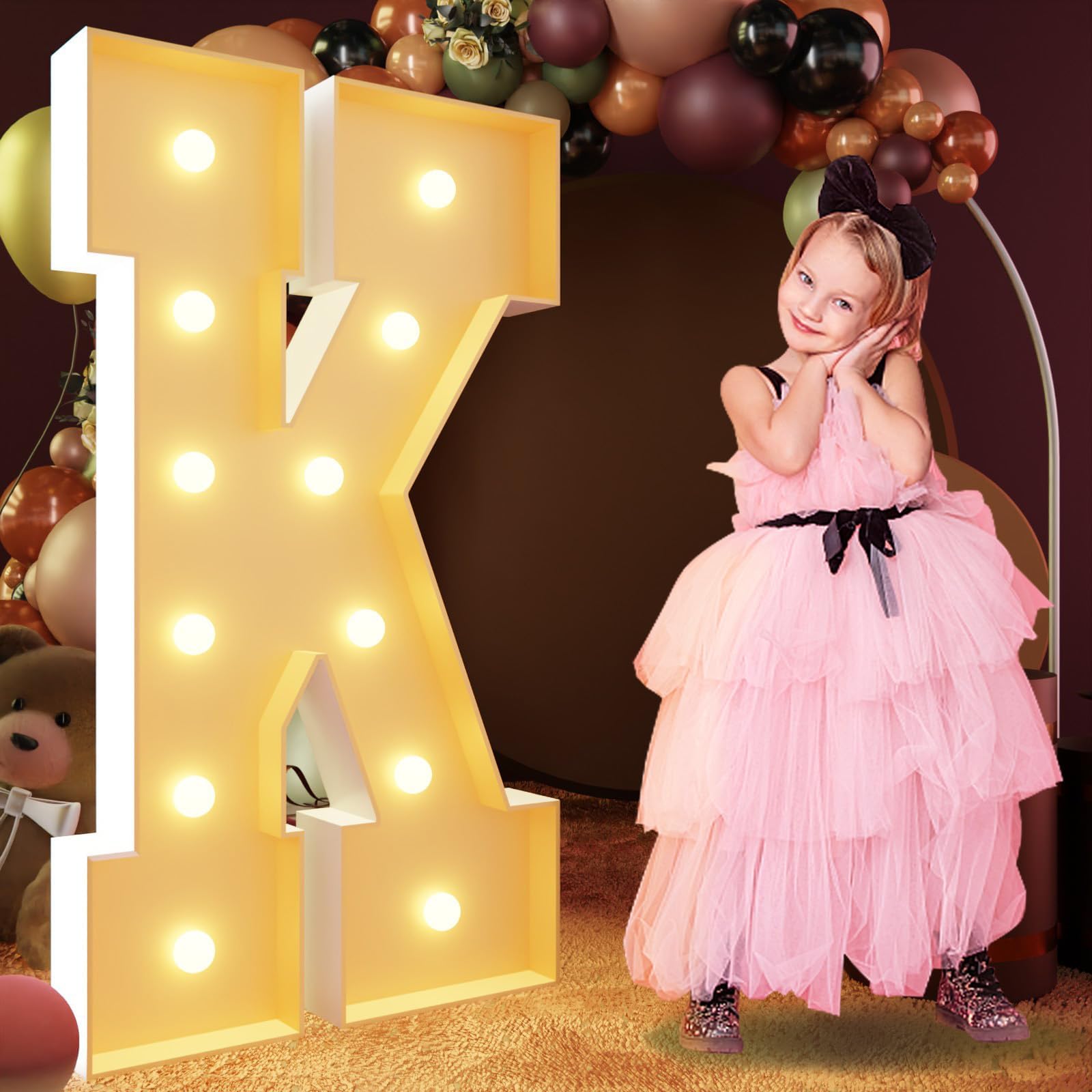 imprsv 4FT Marquee Light Up Letters, Large Light Up Letters for Birthday Party Decor Wedding Decorations, Marquee Letters for Party Decoration Large Marquee Letters Arch Kit Decorations Letter K