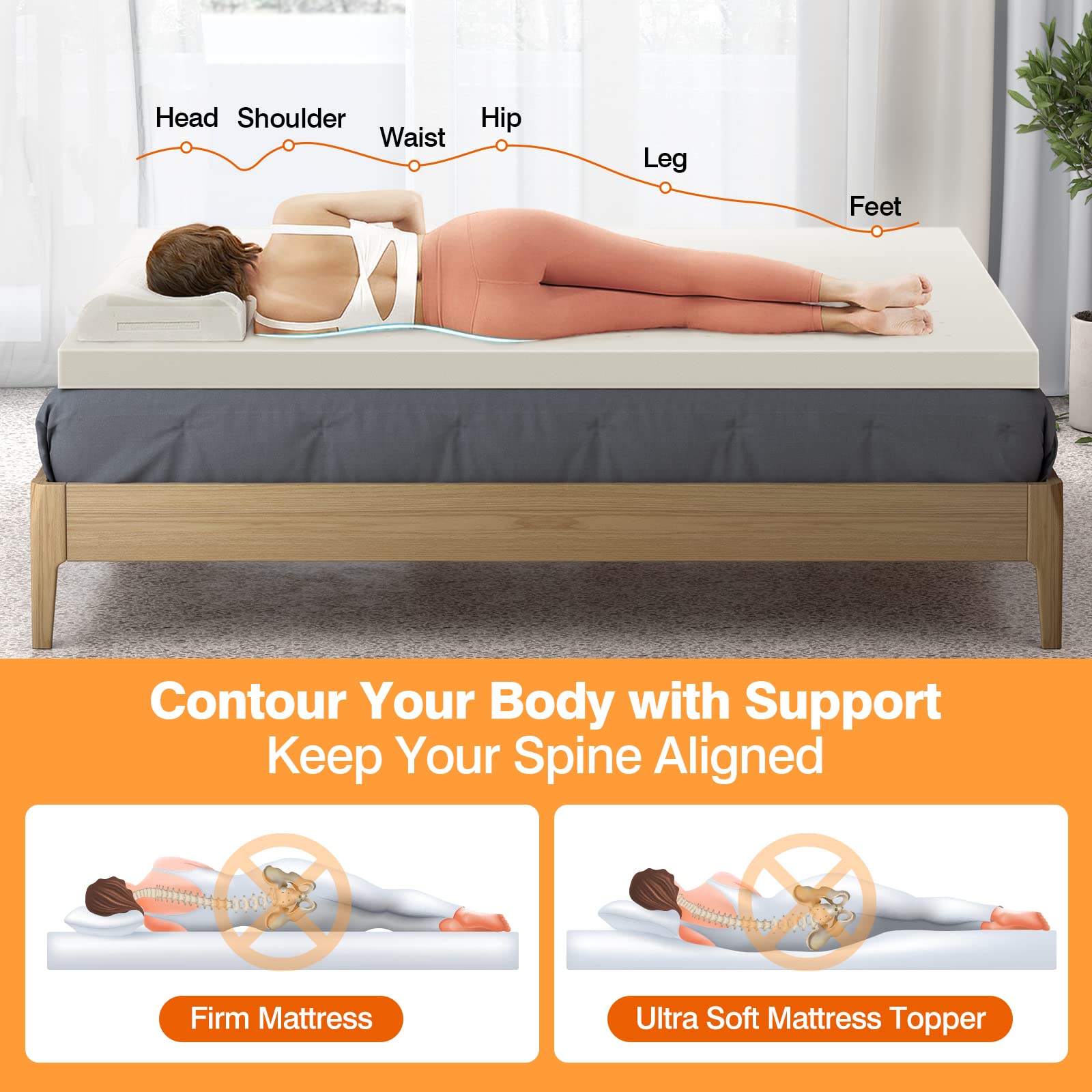 Giantex 3 Inch Foam Mattress Topper Queen, Ventilated Design, Soft Mattress Pads for Sleeper Sofa, RV, Camper, CertiPUR-US Certified