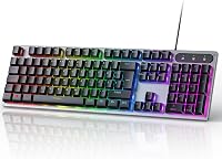 OMOTON Gaming Billentyűzet USB Rainbow LED Világítás, PC Laptop Gamer Billentyűzet, 26 Gombos Ütközésmentes QWERTZ 1