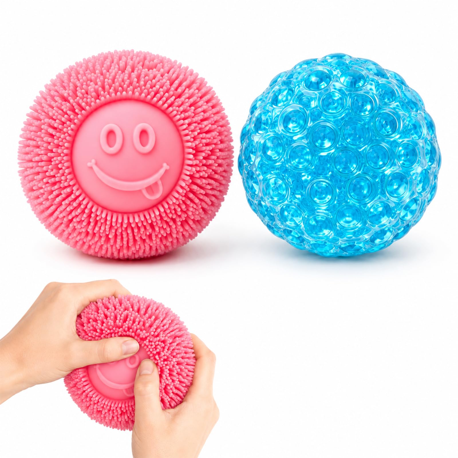 2PCS Fuzz Ball Squishy, Fuzz Ball Squishy Balls, Slow Rising Squishies, Portable Desk Accessory for Daily Leisure, Office & Travel
