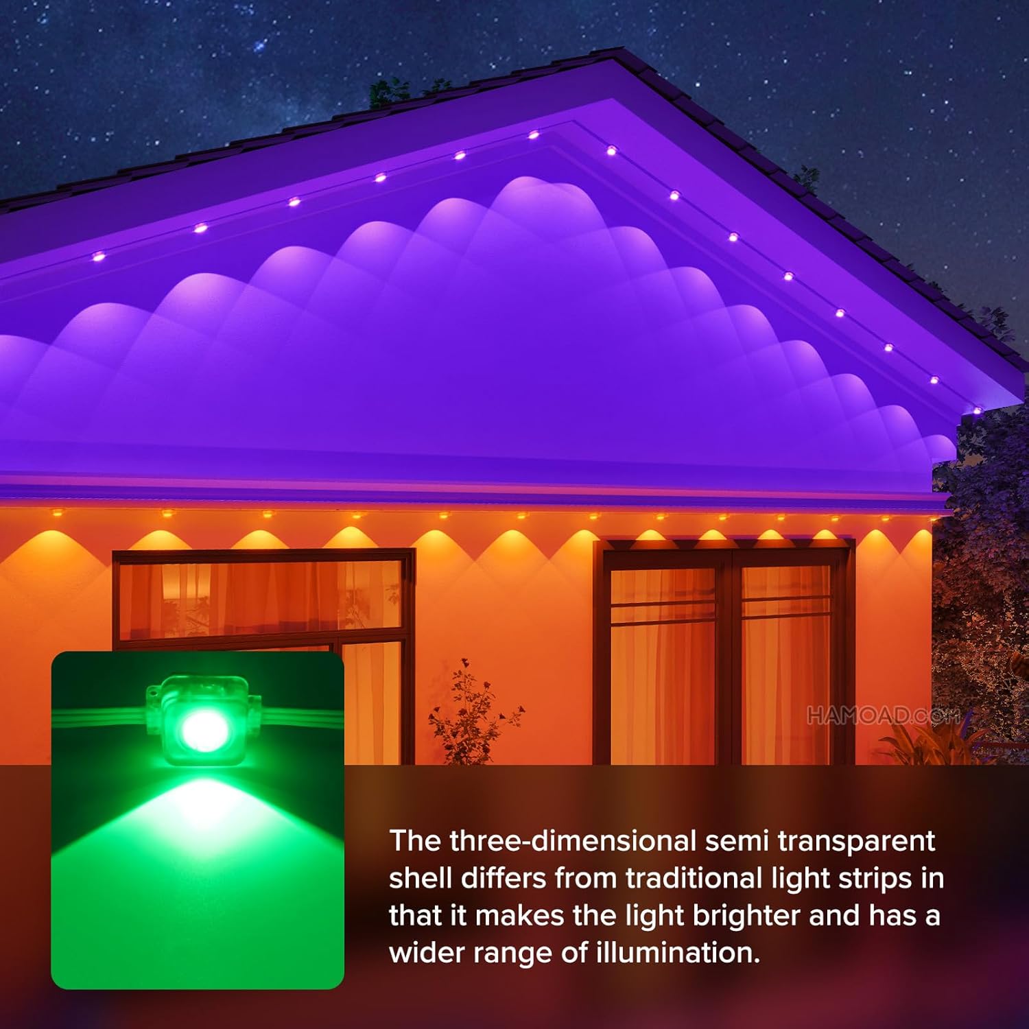 300ft Permanent Outdoor Lights Pro,Phone App & Remote, RGB Eternity Eaves Lights IP68 Waterproof, House Roof Outdoor String Light