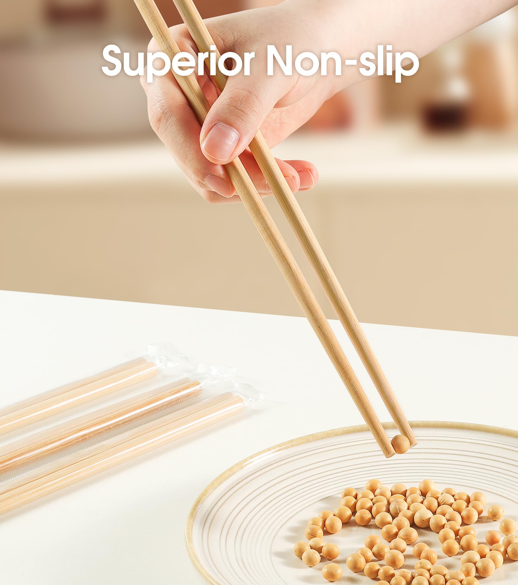 200Pairs Bamboo Chopsticks Disposable | Individually Wrapped | Bulk | Separated | Round | Premium Quality-（9.45in) — Amazon image 5