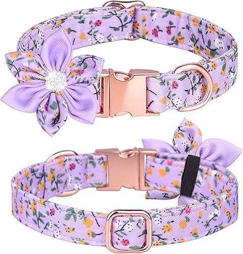 Miniatura 10 de haoyueer Collar de perro, collar de perro para niña, collar de cachorro, collar de perro con patrón floral, collar de perro lindo con flor de