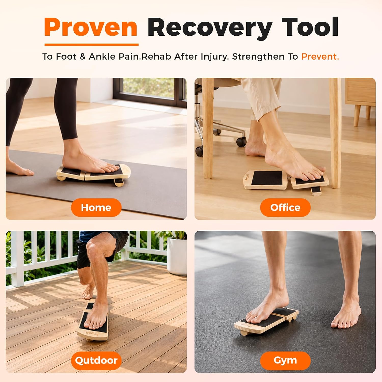 Balance Board for Ankle Strengthening & Physical Therapy - Adjustable Single Leg Board for Recovery from Sprains, Plantar Fasciitis | Stability Trainer with Video Guide and Carry Bag