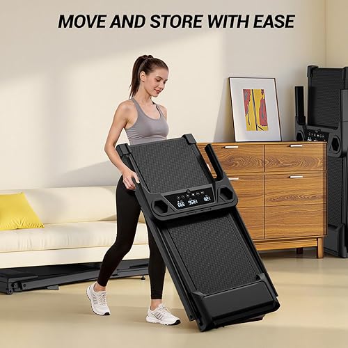 Miniatura 7 de Cintas de correr para el hogar con 16% de inclinación y barra de mango, caminadora plegable silenciosa de 3.0 HP con pantalla LED de hasta 300