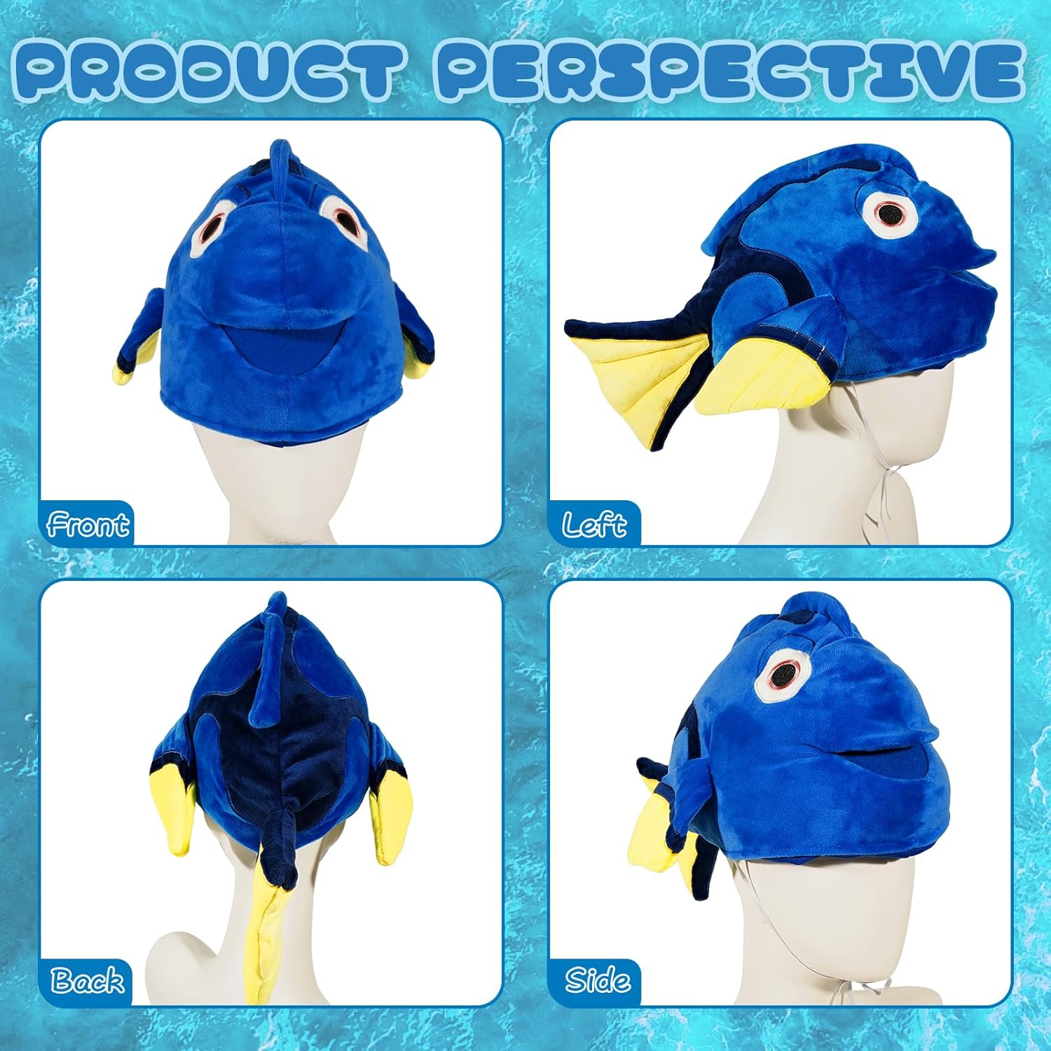 Blue Fish Hat Costume Ocean Animal Costume Sea Animal Cosplay Themed Partie - Image 4