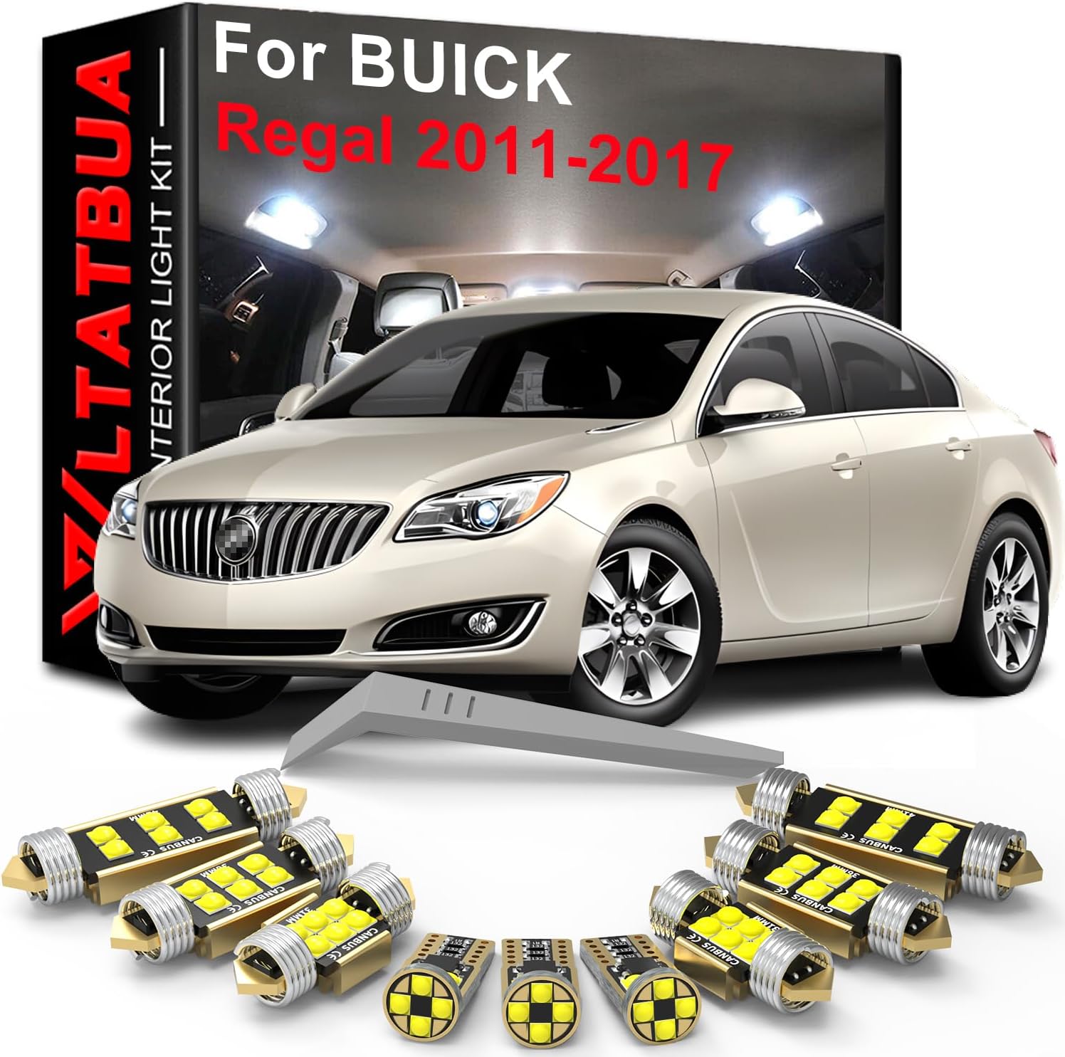 LED Interior Light Kit Package Replacement for BUICK Regal 2011 2012 2013 2014 2015 2016 2017, Super Bright 6000K White