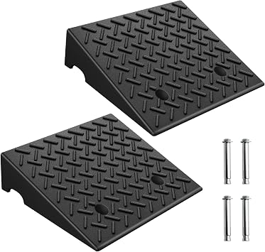 KROAK 2-Pack Heavy-Duty Rubber Curb Ramps 5" Height, 11800LBS Capacity - Textured Anti-Slip Surface, Driveway Ramps for Cars/Wheelchairs/Lawnmowers, No Ground Drilling Required 18.7"x18.8"x5"