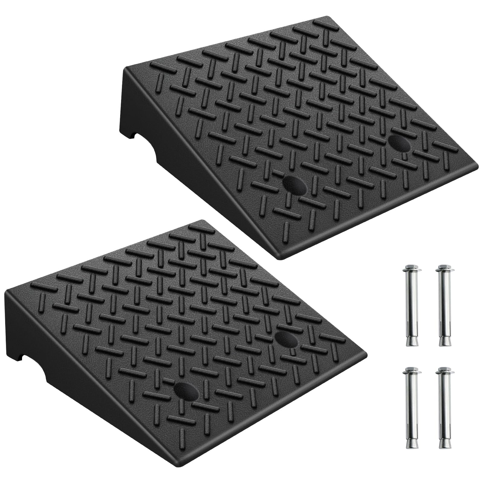 Rubber Curb Ramps 5 Inch 2 Pack, Heavy-Duty 8818LBS/4 Ton Capacity, Extra-Wide 18.8" W x 5" H, Non-Slip Driveway Ramps for Wheelchairs, Pets, Cars, Motorcycles, Lawn Mowers & Trailers
