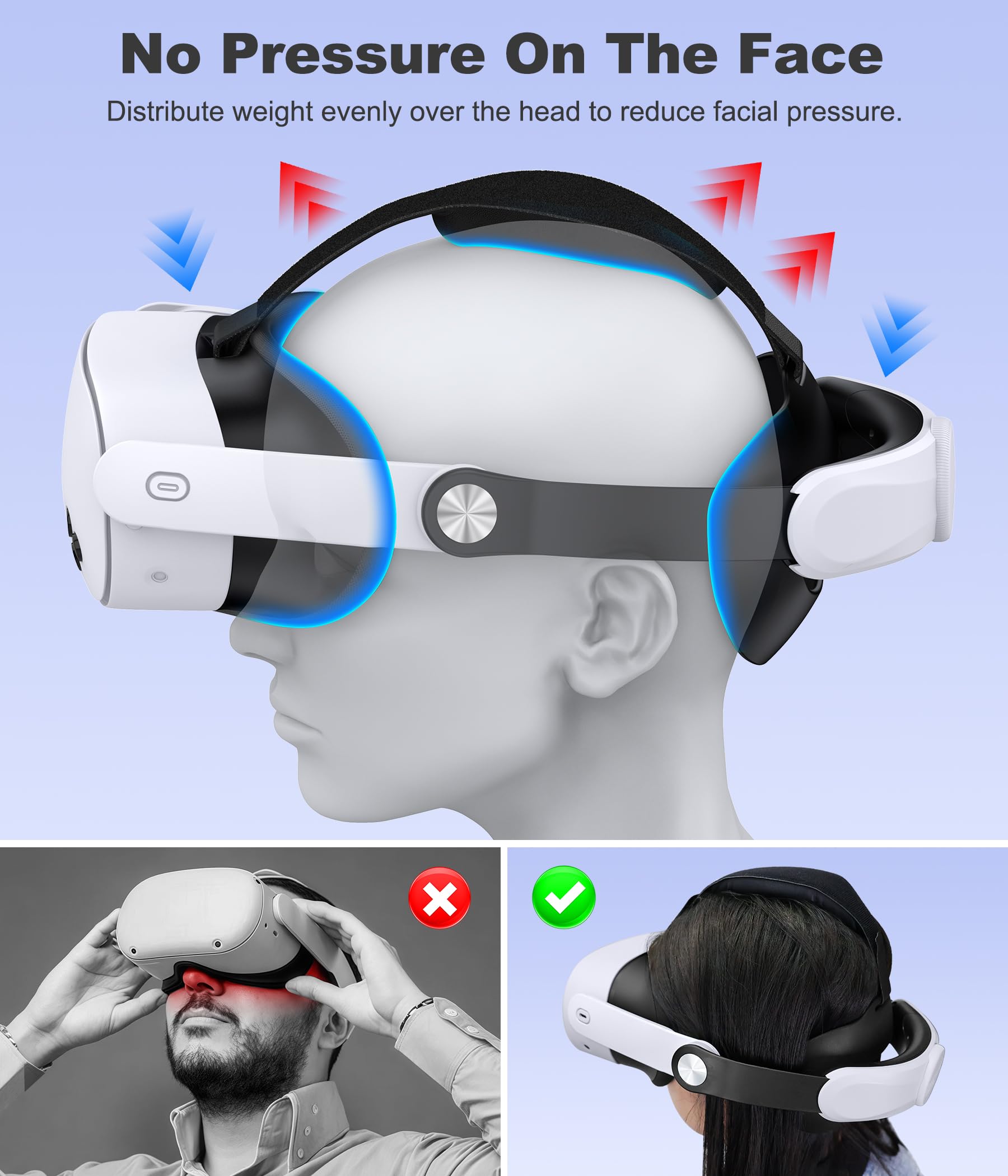 Kawaye Comfort Head Strap Compatível com Meta Quest 3S/Quest 3