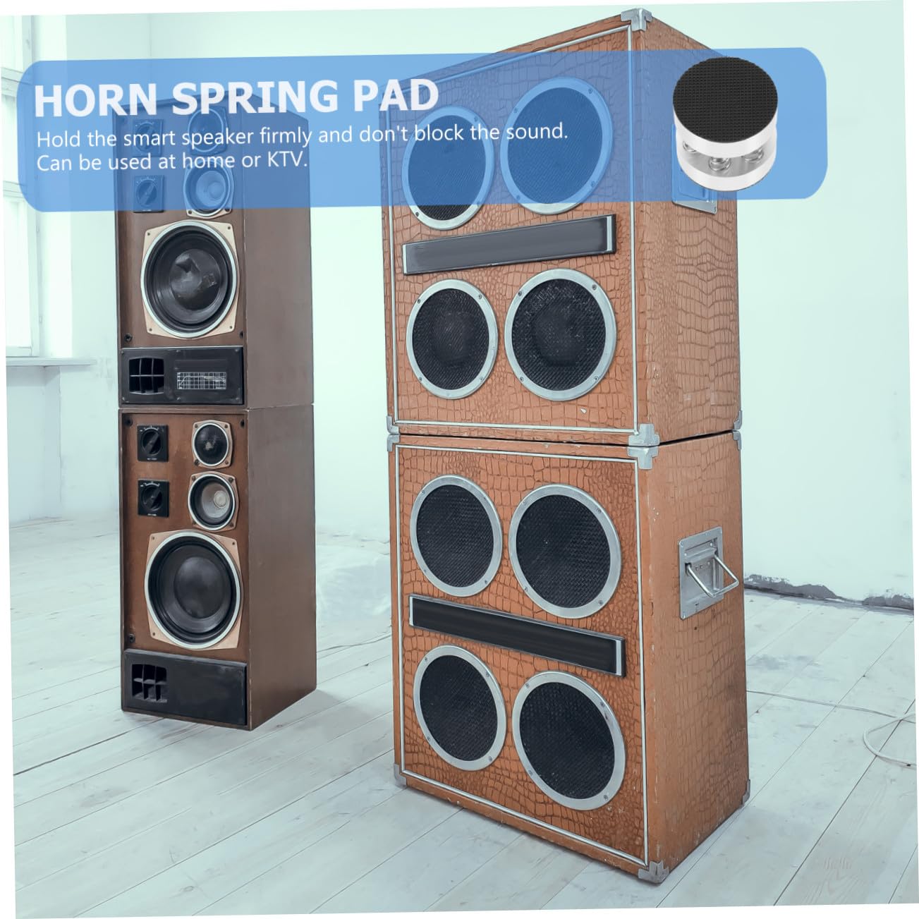 SHINEOFI 4 Pezzi Piedini a Molla per Altoparlanti Antivibrazione in Lega di Alluminio e Gomma, Supporto Shockproof Elegante per Smart Speaker da Scrivania e Ktv