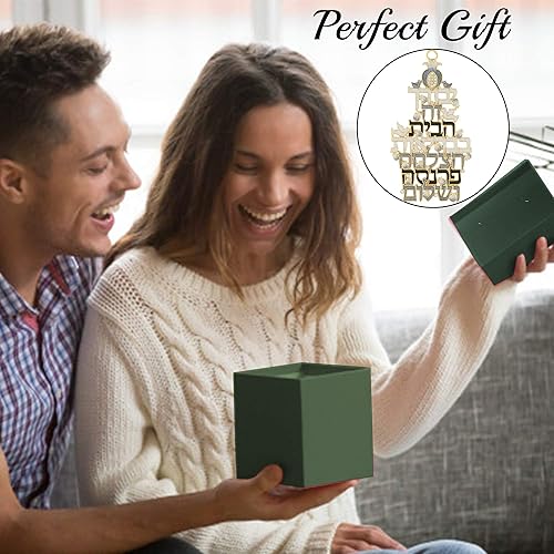 Miniatura 7 de Matashi Bendición hebrea de judaica para el hogar, adorno de pared colgante con cristales y diseño de paloma (peltre), decoración de pared para