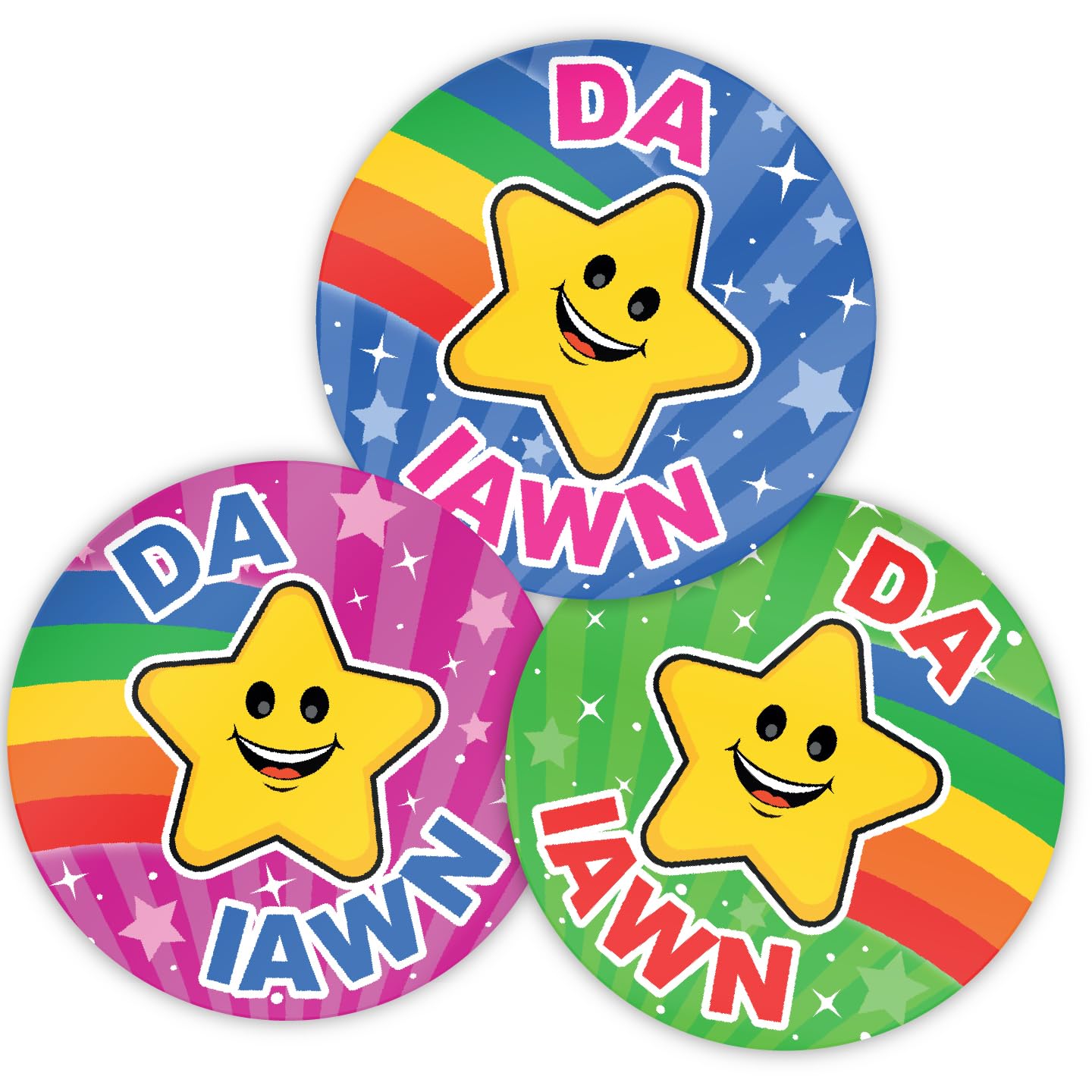 Stone Melon School Reward Stickers 144 Welsh Da Iawn Star Stickers 30Mm Round Awards Nursery Teachers Parents Children Kids