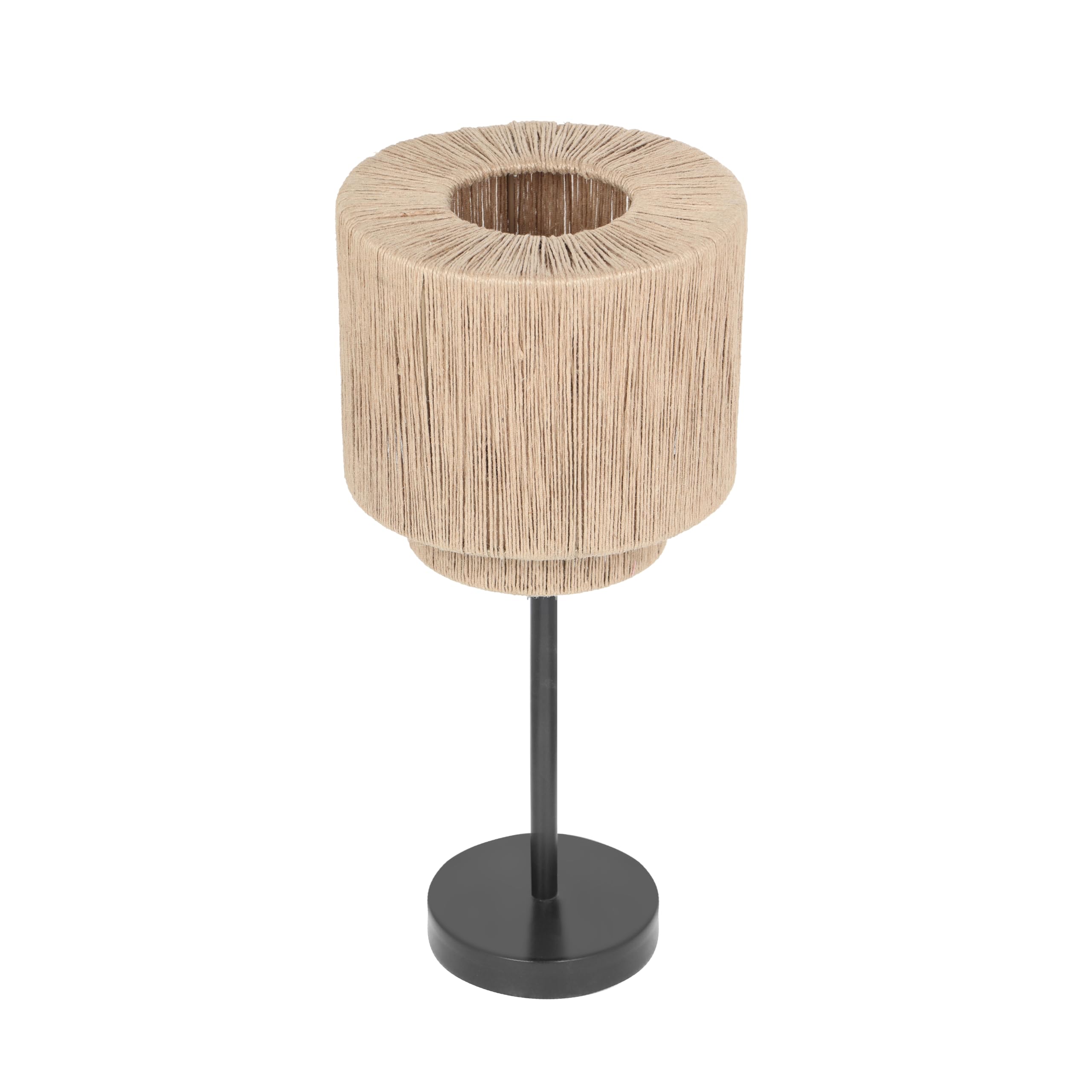 Trio Leuchten Tischleuchte Smilla 566800136, Metall Schwarz matt, Schirm Jute naturbelassen, exkl. 1x E27