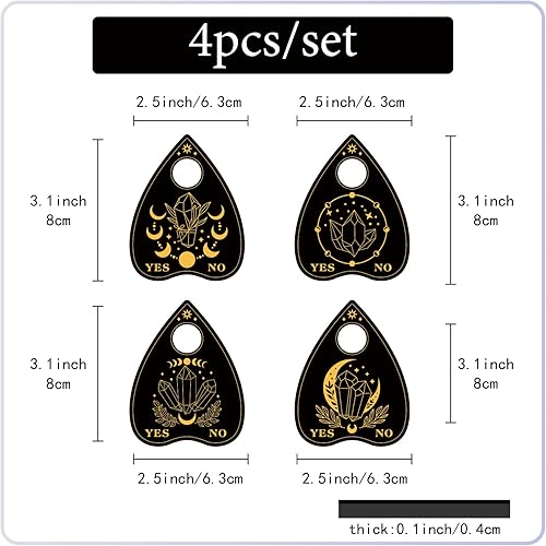 Miniatura 9 de CREATCABIN 4 piezas de tablero de alcohol de madera, soporte de cristal mini esfera de cristal, soporte de exhibición de bruja, decoración wicca,