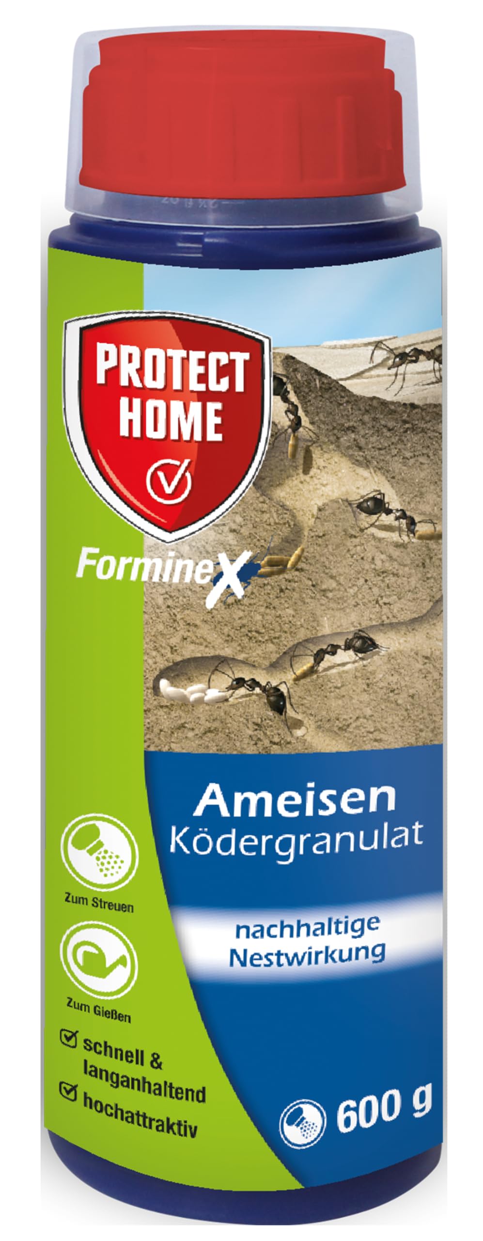 PROTECT HOME SBM Forminex Ant Bait Granules, Ant Spreading Agent with Very Good Lure & Nest Effect, 600 g Shaker Can